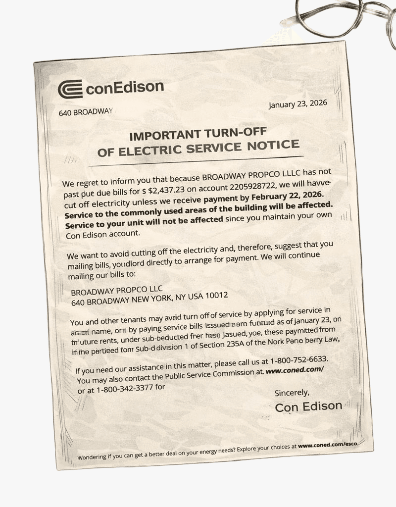 Common areas, pending payment. illustration